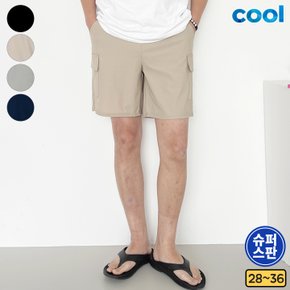 제이지컴퍼니 남성용 시원한 냉감소재 쿨원단 스판 밴드 카고 반바지 아이스 쿨 바지