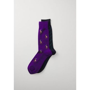 이스퀘어 5188185 Ralph Lauren ALL OVER CREW SOCK UNI 2 PACK - Socks deep purple