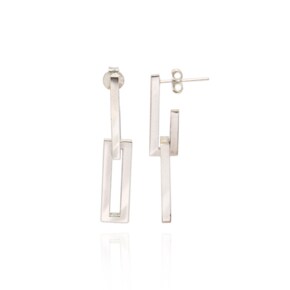 Bold Square Silver Earring Ie294 [Silver]