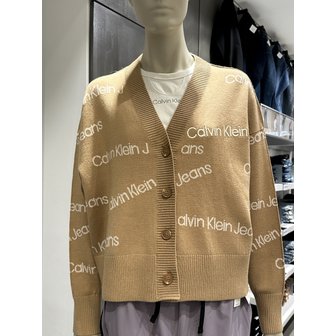 Calvin Klein Jeans [여주점] [캘빈클라인(CK)] 여성 AOP 로고 크롭 울 가디건 (J220933-GV7)