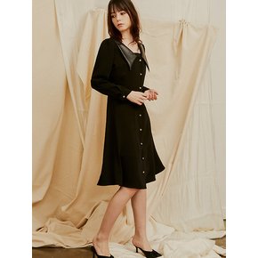 Francisella Leather Collar Dress_Black