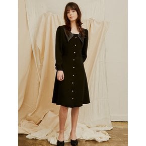 Francisella Leather Collar Dress_Black