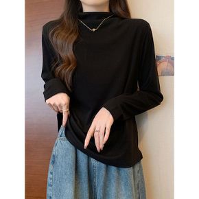 솔리드 루즈핏 하프넥 긴팔 티셔츠 G5FTS017P_P405340554
