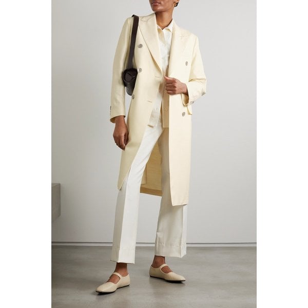 브리오니 더블 브레스티드 실크 캔버스 코트 오프 화이트 1647597294416661