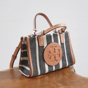 토리버치 엘라 스트라이프 캔버스 마이크로 미니 토트백 146291 Tory Burch Ella Striped Canvas