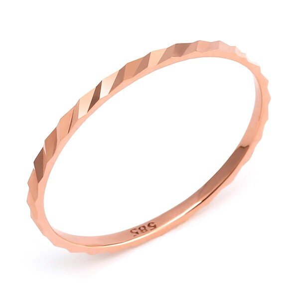 [비앤비골드] 14K 웨이브 사선컷팅 레이어드 라인 반지 SRS23573