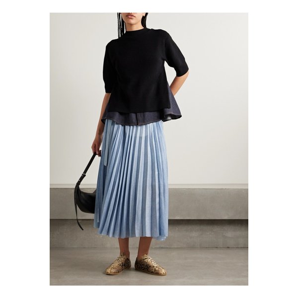 패널 골지 니트 데님 탑 블랙 46376663162869297