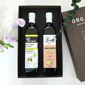 (유기농)언필터드 엑스트라 버진 올리브유 500ml 가르페아 엑스트라버진 올리브유 2종 선물세트