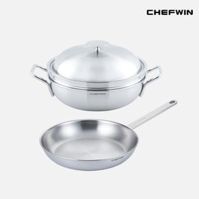 316STS 커퍼코어 프리미엄 통5중 26 후라이팬 + 28cm 파티웍