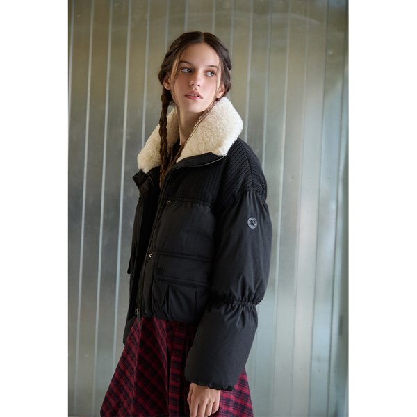 [시흥점] 여성 인조퍼 배색 숏 구스점퍼(ER4TD403)