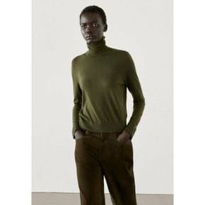 5163125 Massimo Dutti HIGH NECK - Jumper dark green