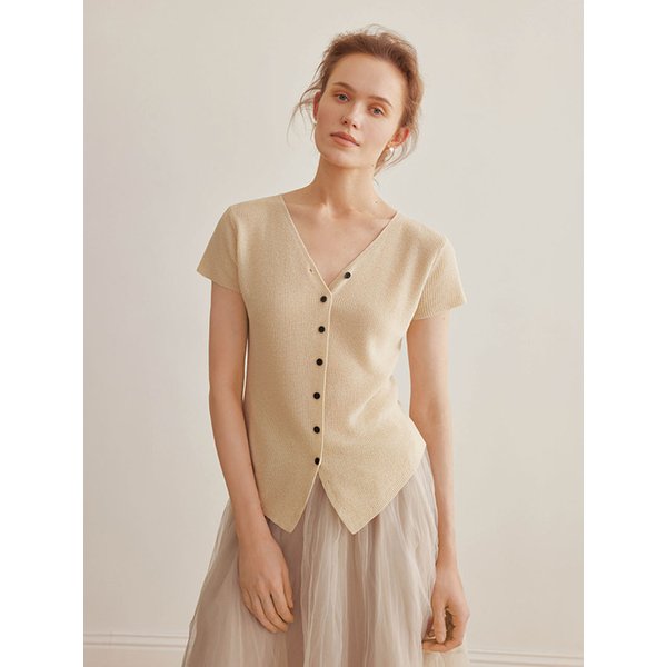 YY_V-neck short-sleeve cardigan