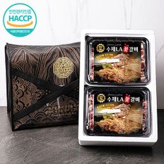 HACCP인증 수제 양념 LA 꽃갈비 선물세트(1kgX2팩,총2kg)(부직포가방 포함)