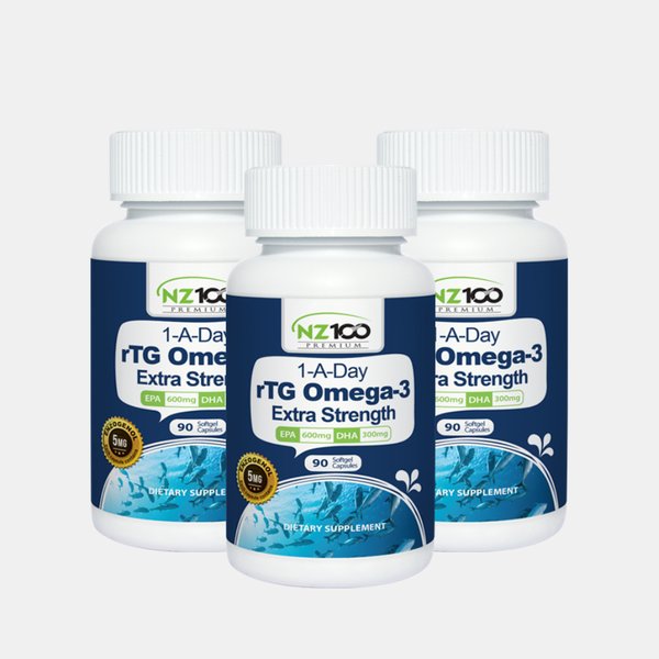 뉴질랜드 NZ100 엔젯100 원어데이 rTG 오메가3 엑스트라 스트렝스 90캡슐 3개