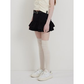 BLACK DOUBLE PLEATED MINI-SKIRT