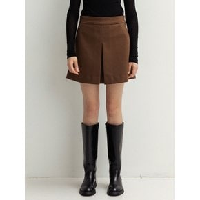 inverted pleat mini skirt (brown)