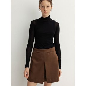 inverted pleat mini skirt (brown)