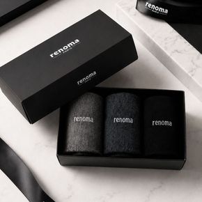 남자 무지 중목 양말 3족 선물세트 RM1301S[36130220]
