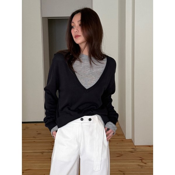 리넨 브이니트 네이비