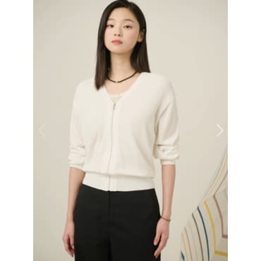 빈폴레이디스 집업 V넥 긴소매 카디건 - 아이보리 BF545AC050