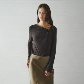 ROEL drape neck t-shirt_CHARCOAL