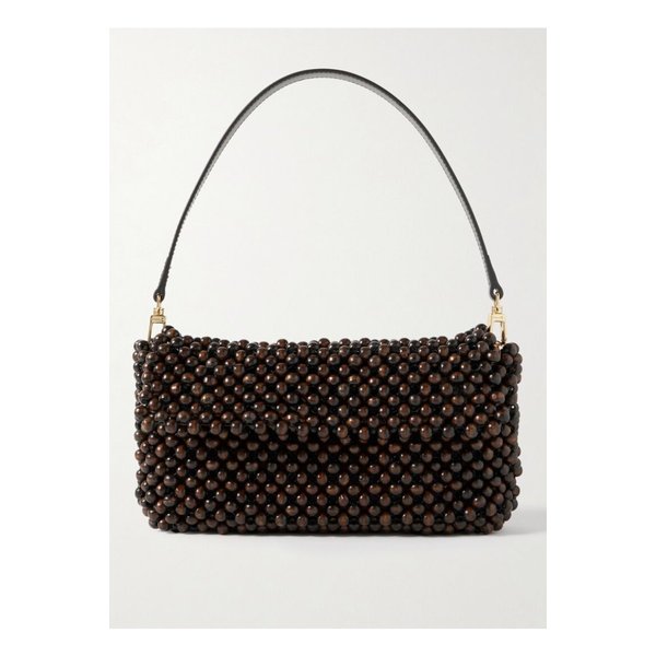 스타우드 티미 가죽 트리밍 비즈 메시 숄더 백 다크 브라운 1647597357747038