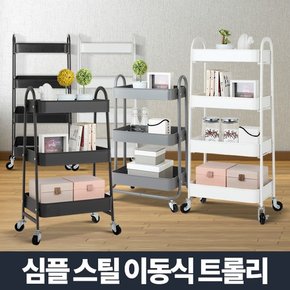 ㅁ이동식트롤리 세탁실 3단 철제 바퀴달린 수납장 기저귀정리함