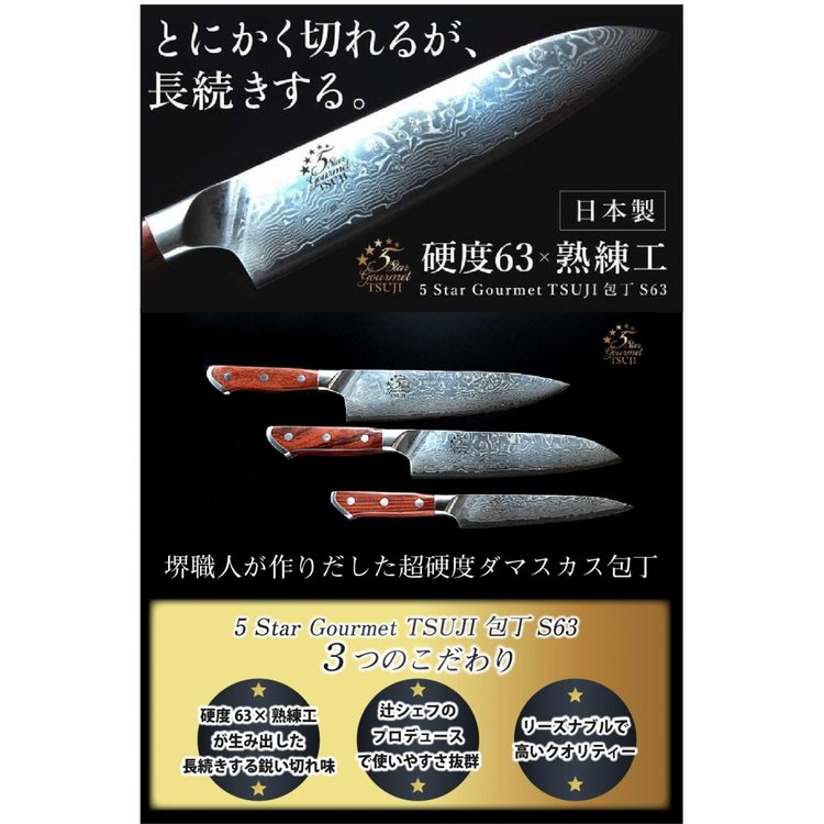 고급 칼 쇠고기 다마스커스강 33층 5 Star Gourmet TSUJI 210mm 프로 사양 일본제 사카이 - SSG.COM