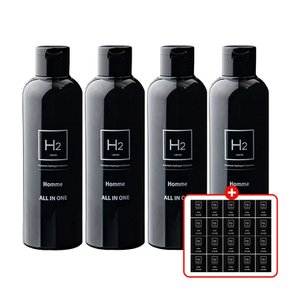 H2 옴므 남자 올인원 화장품 200ml 4개 + 휴대용파우치 20개 남성스킨로션 에센스