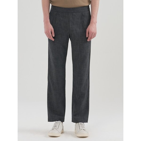 [M~5XL]린넨라이크 테이퍼드 셋업 밴딩 슬랙스_카키