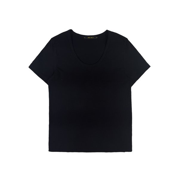 Slub Basic  U NECK T-shirt BLACK