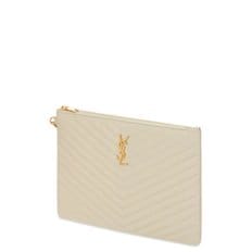 YSL 모노그램 퀼트 레더 스트랩 뉴미듐 클러치백 크림