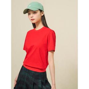 라운드넥 반소매 피케 티셔츠  레드 (BF5342C086)