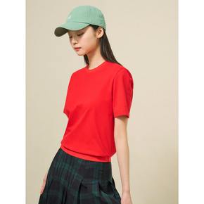 라운드넥 반소매 피케 티셔츠  레드 (BF5342C086)