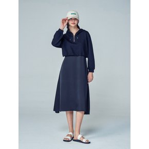 HALF ZIP-UP HOOD TOP&SLEEVELESS DRESS (BLACK)