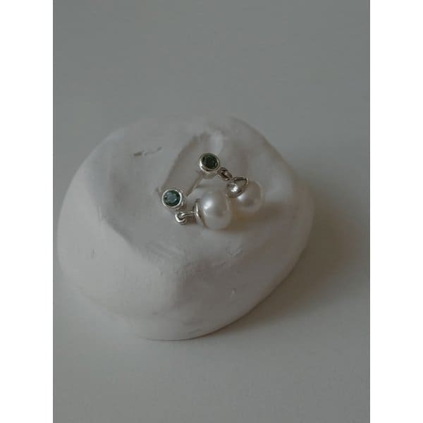 silver925 Green Pearl Drop SE406