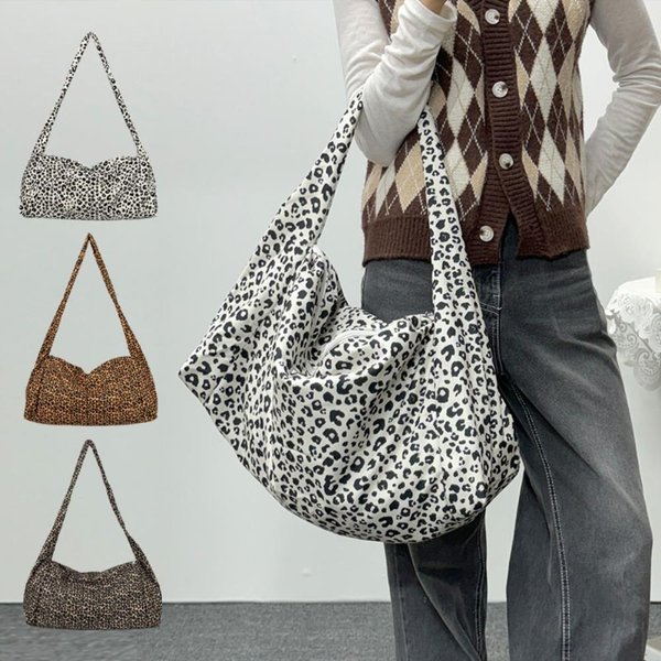 [옷자락] 여자 데일리 레오파드 호피 4컬러 빅 크로스 숄더백