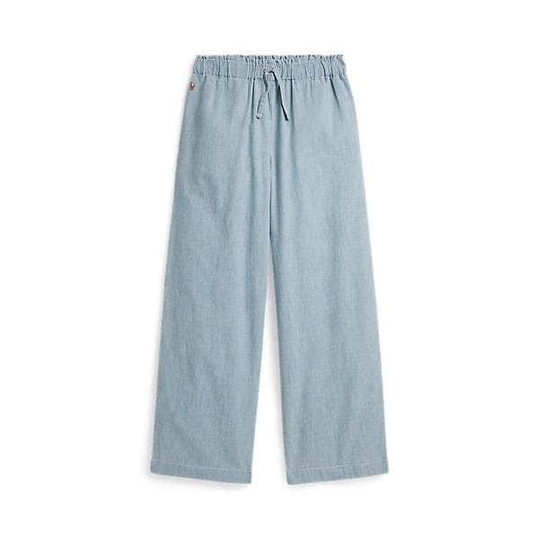 폴로 키즈 여아 7-16세 인디고 샴브레이 와이드 레그 팬츠(CWPOPNTG4G20140400)