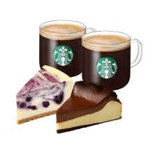  생일 축하합니다 카페 아메리카노 T 2잔 + 블루베리 마블 치즈 케이크 + 바스크 초코 치즈 케이크