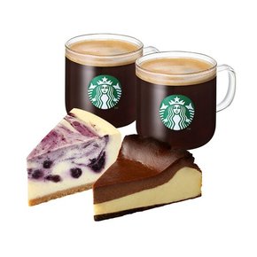 생일 축하합니다 카페 아메리카노 T 2잔 + 블루베리 마블 치즈 케이크 + 바스크 초코 치즈 케이크