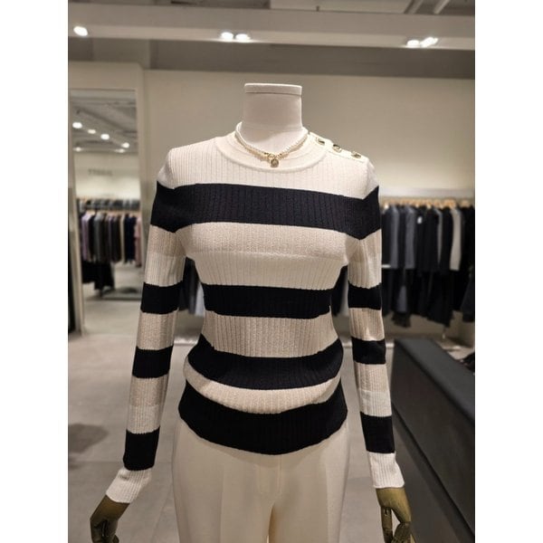 [파주점] 컬러 블록 스트라이프 슬림 니트 JPBA1PO084