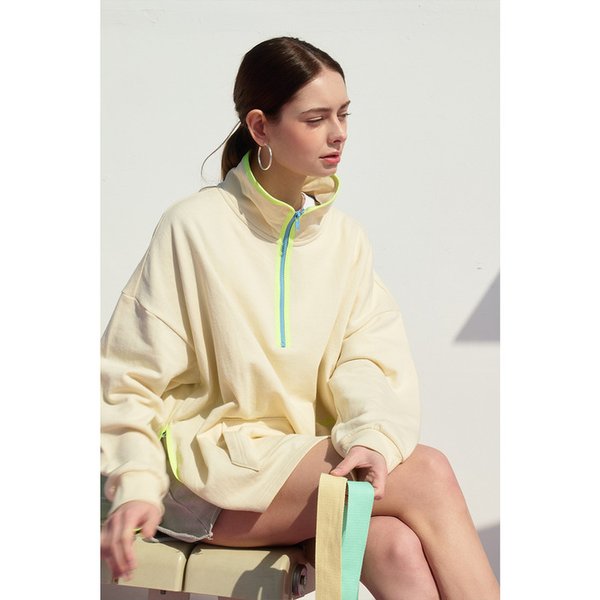 바닐라 주아 롱 슬리브 티셔츠 반집업