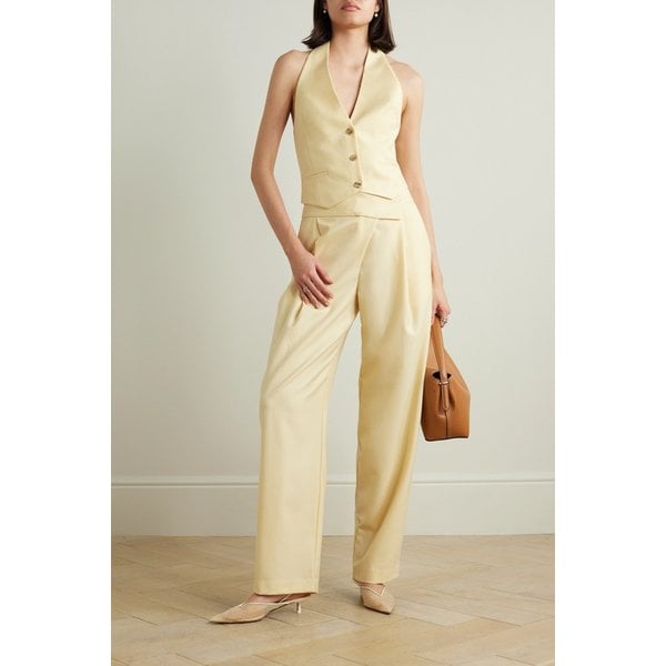 에쎄 스튜디오 델피 새틴 울 혼방 트윌 홀터넥 베스트 크림 1647597326209812