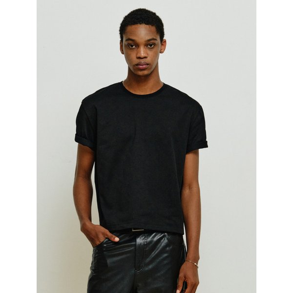 크롭 반팔 티셔츠 [블랙]