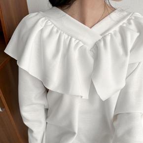 여자 빅프릴 면원단 블라우스 가을긴팔 티셔츠