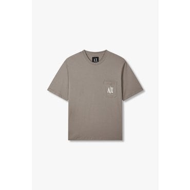 ARMANI EXCHANGE AX 남성 자수 로고 패치 포켓 티셔츠-   카키 브라운(A415130105)