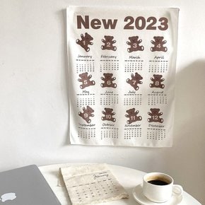 2023년 벽걸이 패브릭 캘린더 테디베어 달력 미니 포스터