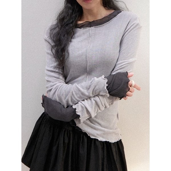 시어 웨이브 라이닝 티셔츠(퓨어그레이)