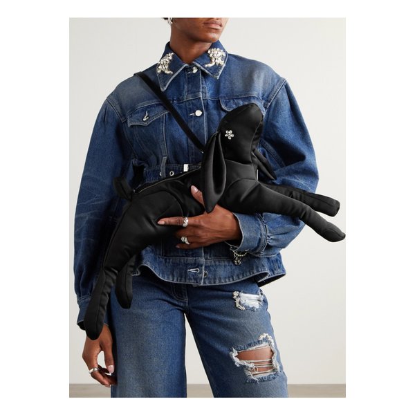 헤어 크리스털 장식 새틴 숄더 백 블랙 46376663162908775