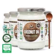  코코어스 프리미엄 엑스트라버진 코코넛오일 500ml 4병+우드스푼